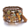 Bracelet en perles de bois multicouche Boho