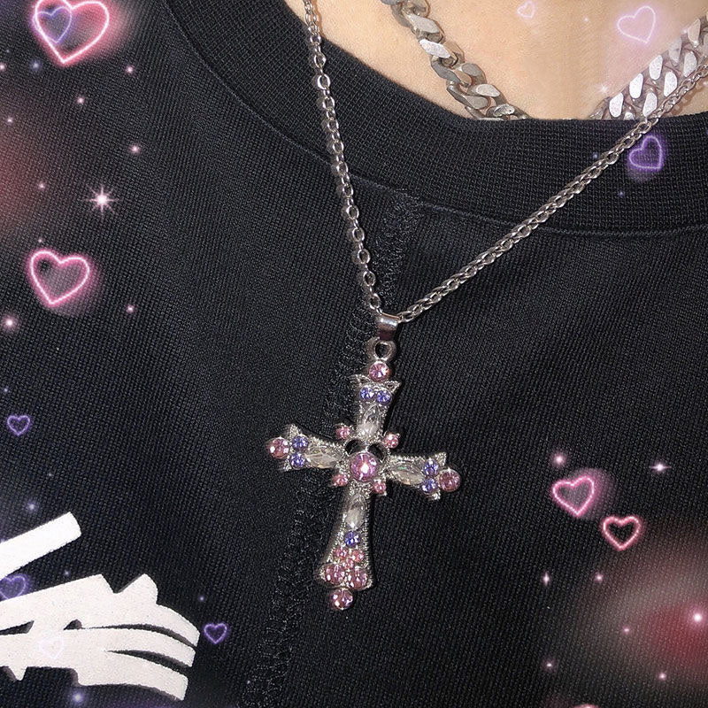 Collier croix diamant cristal