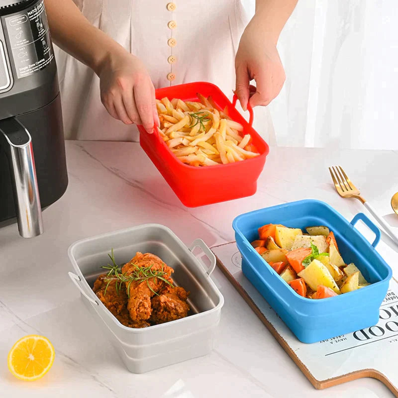 Plateau de cuisson en silicone pour friteuse à air pliable