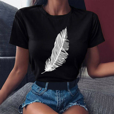 t-shirt à plumes