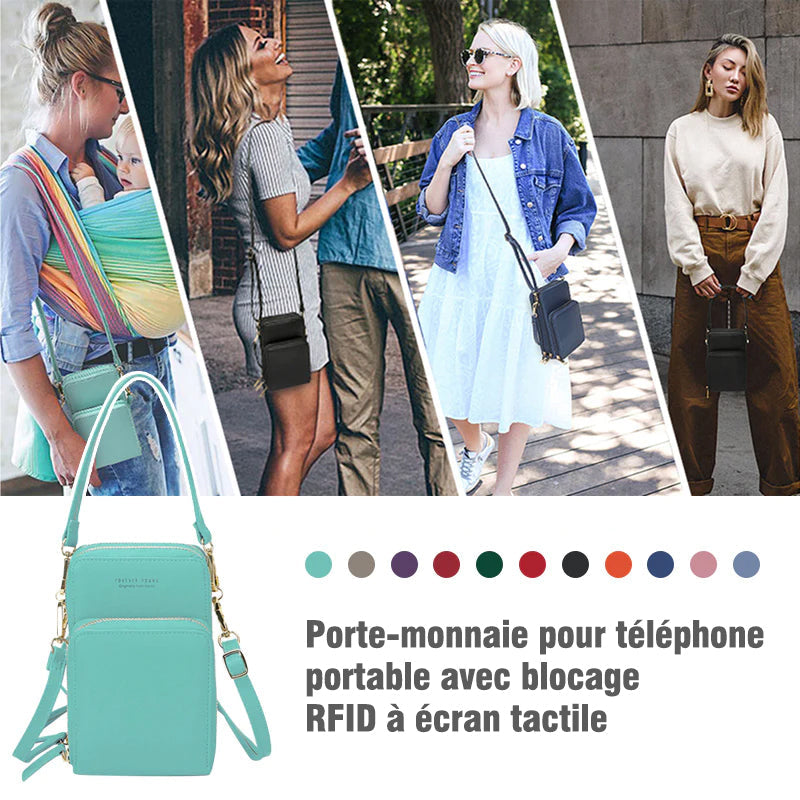 Porte-monnaie pour téléphone portable avec blocage RFID à écran tactile