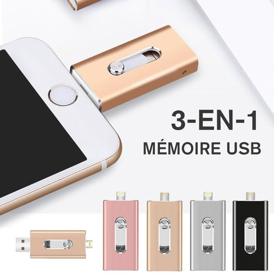 3-en-1 Clé USB de Smartphone/Ordinateur