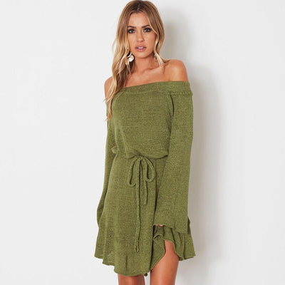 Robe en tricot d'automne sans bretelles avec laçage