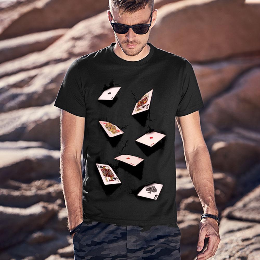 T-Shirt Avec 3D Impression Jouer Aux Cartes