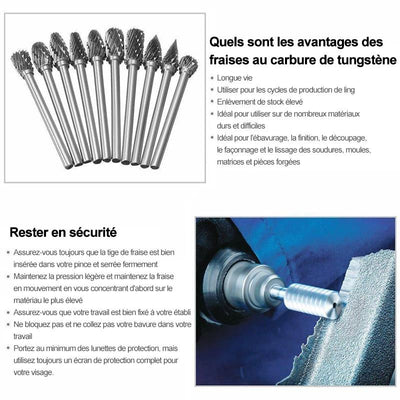 Tête de Meulage en Acier au Carbure de Tungstène(10 PCS)