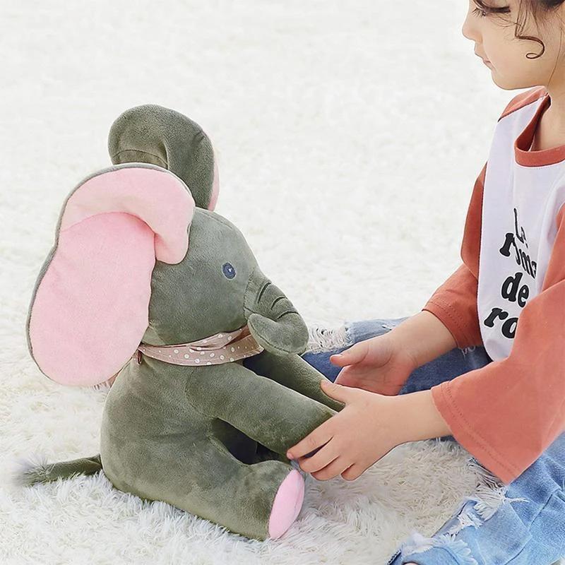 Éléphant en peluche, jeu de cache-cache électrique