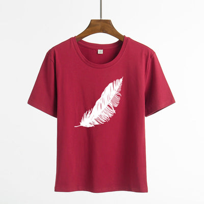 t-shirt à plumes