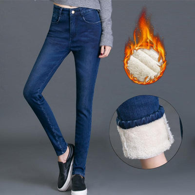 Legging en denim doublé de molleton