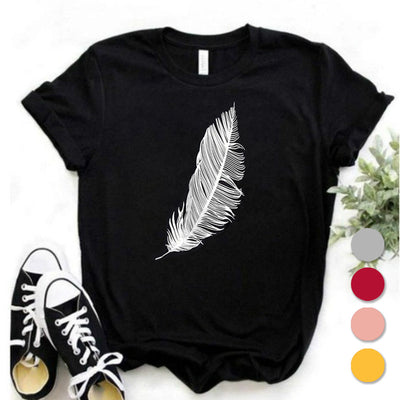 t-shirt à plumes