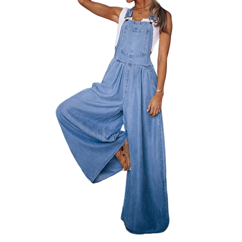 Sleeveless Denim Bib Pants