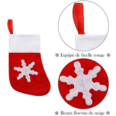 Sac de Couverts de Noël Chaussette Flocon de Neige