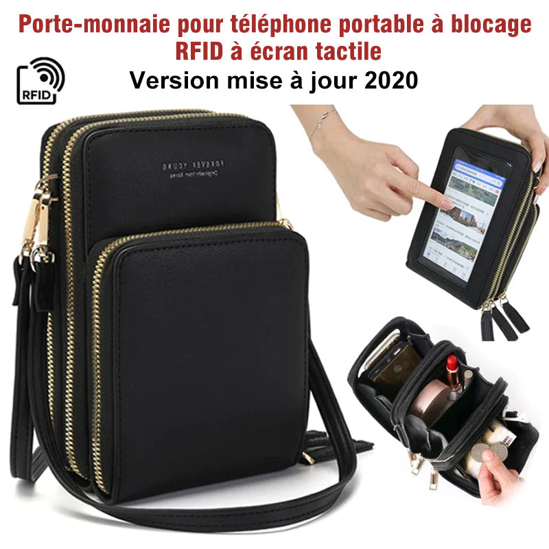 Porte-monnaie pour téléphone portable avec blocage RFID à écran tactile