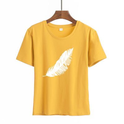 t-shirt à plumes