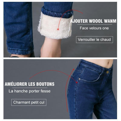 Legging en denim doublé de molleton