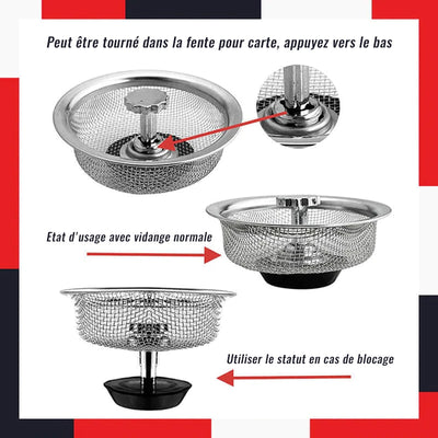 Filtre de rechange en acier inoxydable pour éviers de cuisine