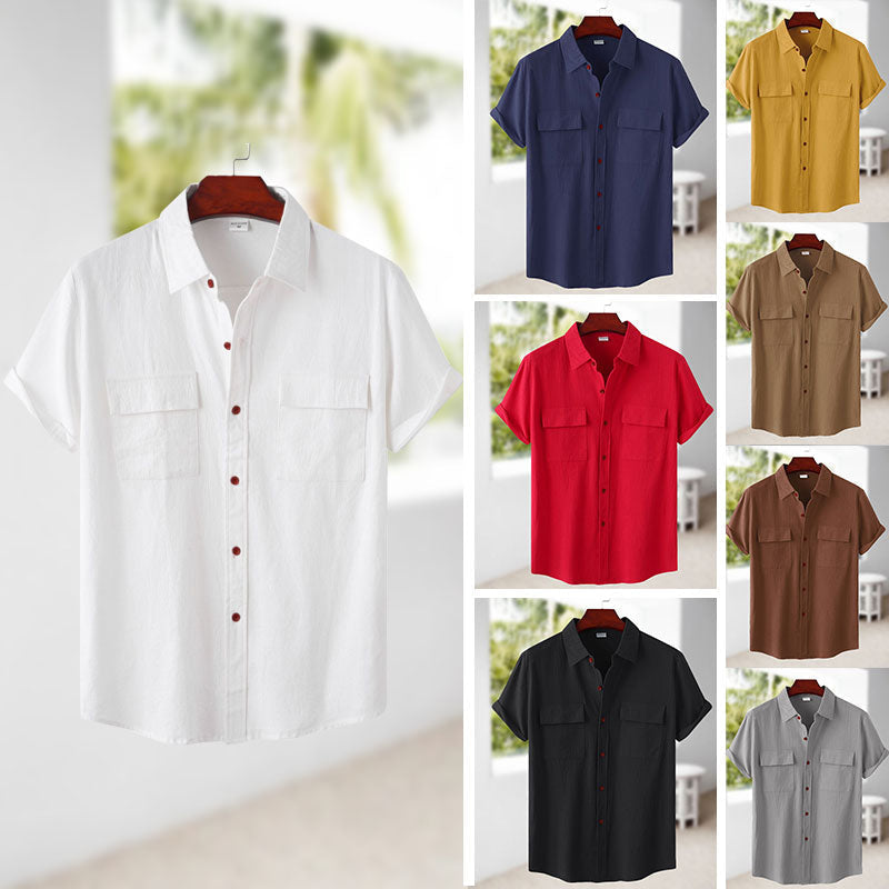 Chemise à manches courtes en lin pour homme