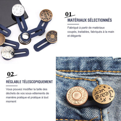 Boutons d'Extension Rétractable pour Pantalon