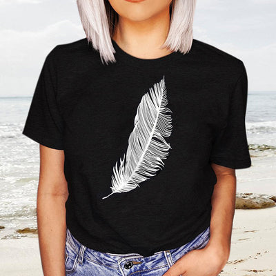 t-shirt à plumes