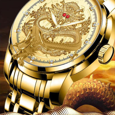 Montre dragon doré à la mode