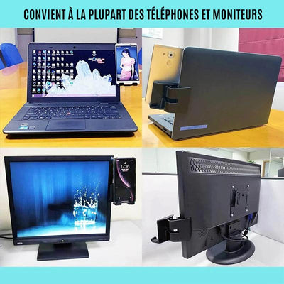 Support de Téléphone avec Clip sur Écran pour Ordinateur Portable