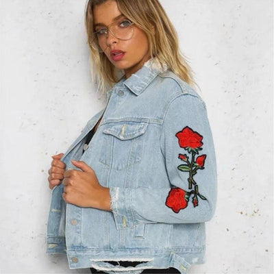 Denim Veste décontractée avec broderie