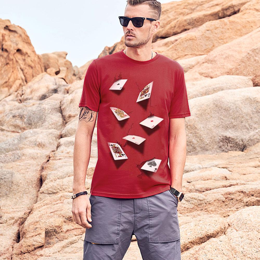 T-Shirt Avec 3D Impression Jouer Aux Cartes