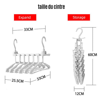 6 en 1 Cintres en Plastique Pliables avec Crochets