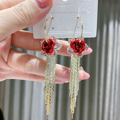 Boucles d'oreilles roses à franges élégantes et stylées