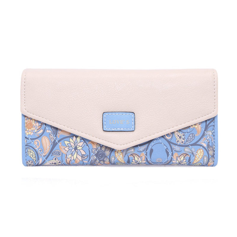 Porte-monnaie long avec losange fleuri pour femme