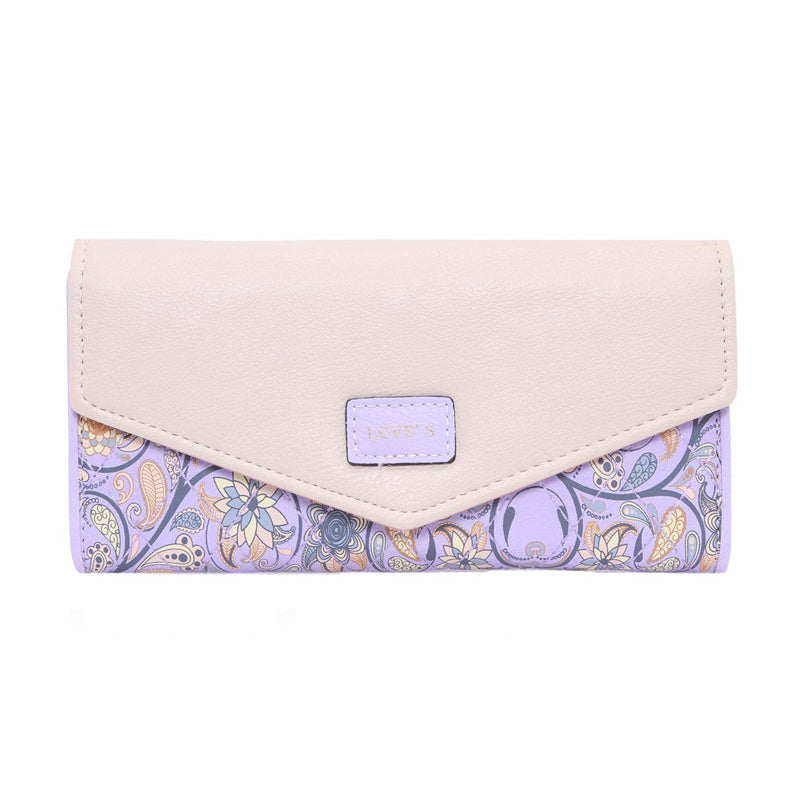 Porte-monnaie long avec losange fleuri pour femme