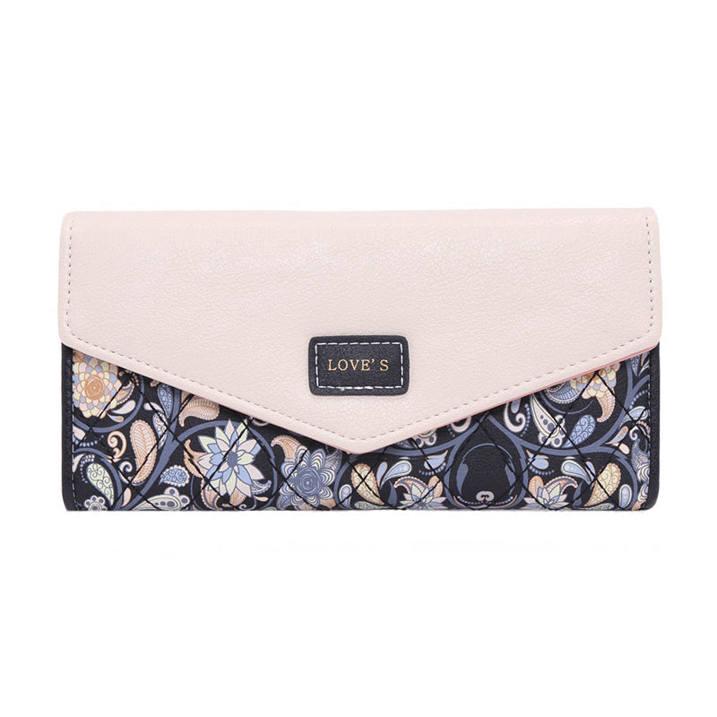 Porte-monnaie long avec losange fleuri pour femme