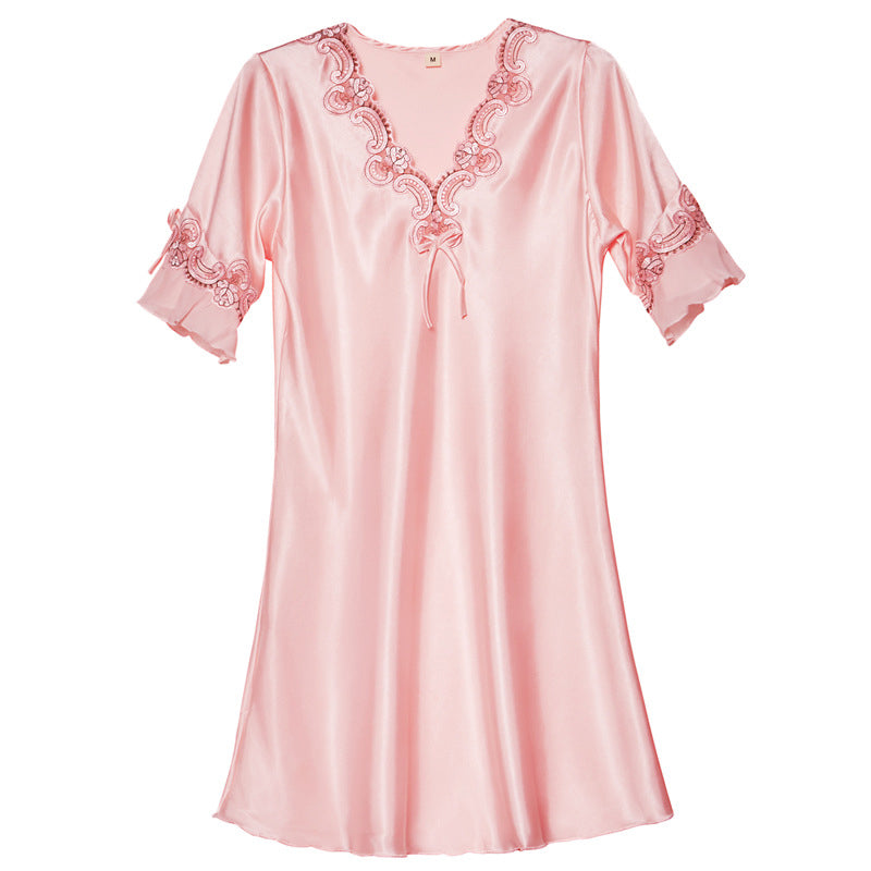 Chemise de nuit d'été en soie glacée pour femme